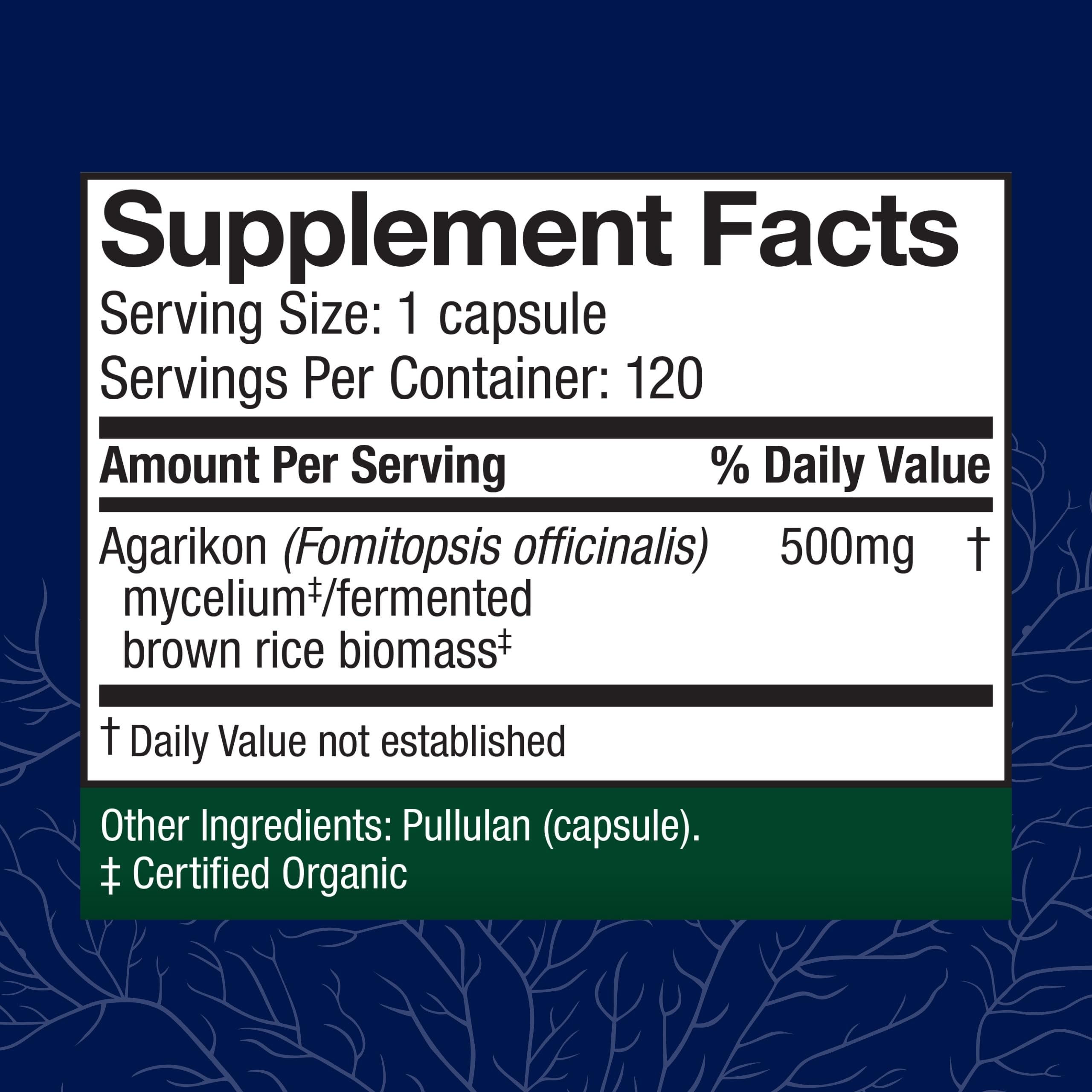 Close-up of Host Defense Agarikon capsules showing texture for easy daily use