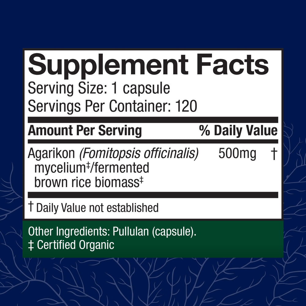 Close-up of Host Defense Agarikon capsules showing texture for easy daily use
