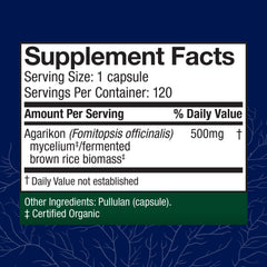 Close-up of Host Defense Agarikon capsules showing texture for easy daily use