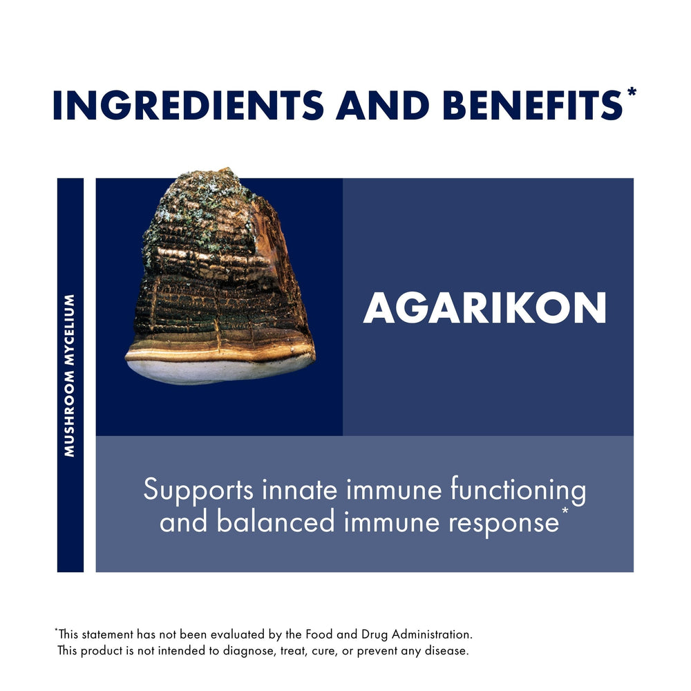Person taking Host Defense Agarikon capsule with meal for daily immune support