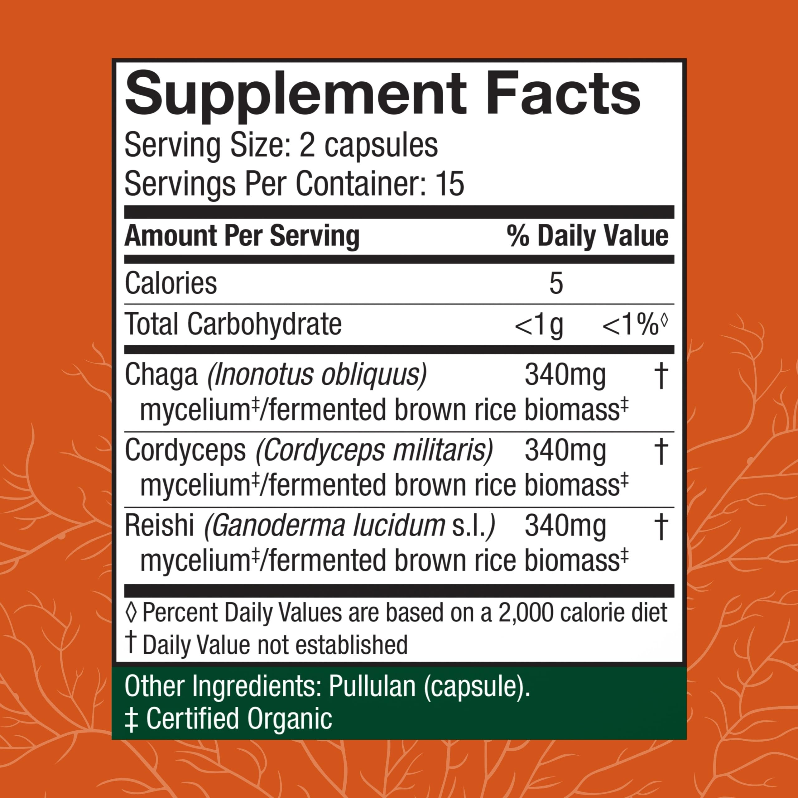 Host Defense Breathe capsules close-up, emphasizing Cordyceps, Reishi, and Chaga ingredients.