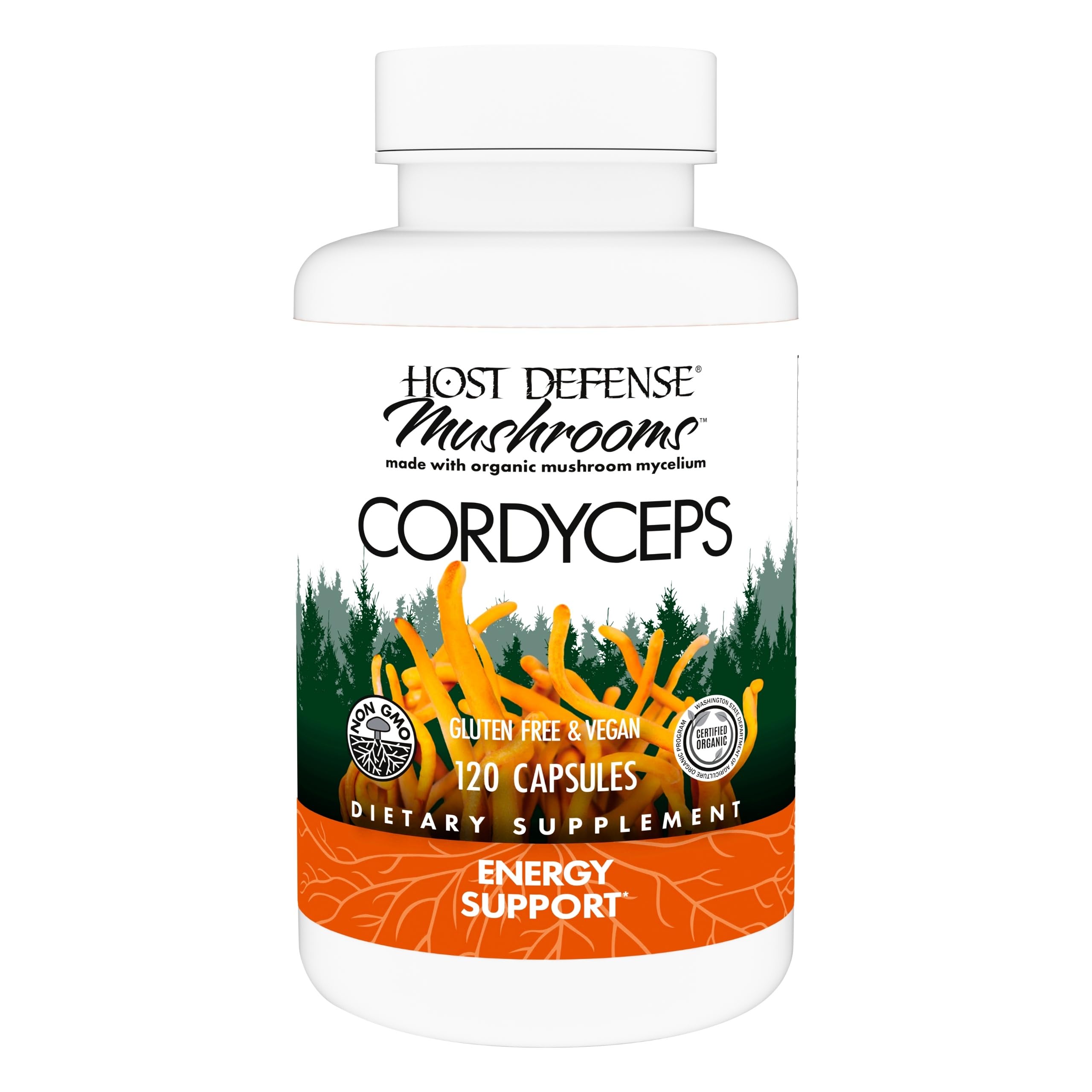 Host Defense Cordyceps bottle front showing immune support potential