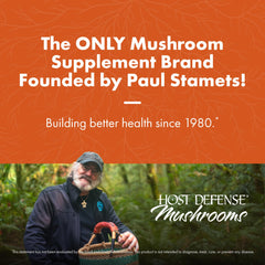 Host Defense Cordyceps packaging box highlighting organic mushroom lineage.