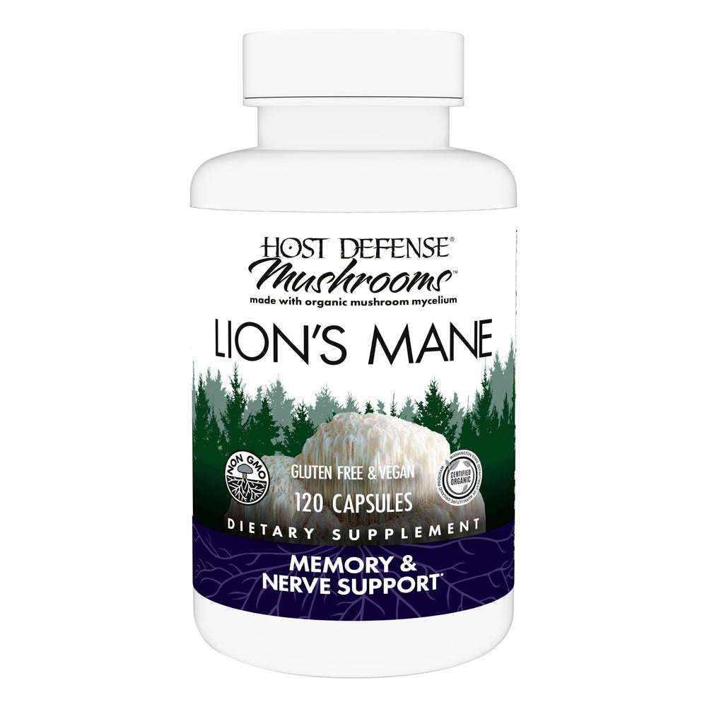 Host Defense Lions Mane capsules for brain support and focus.