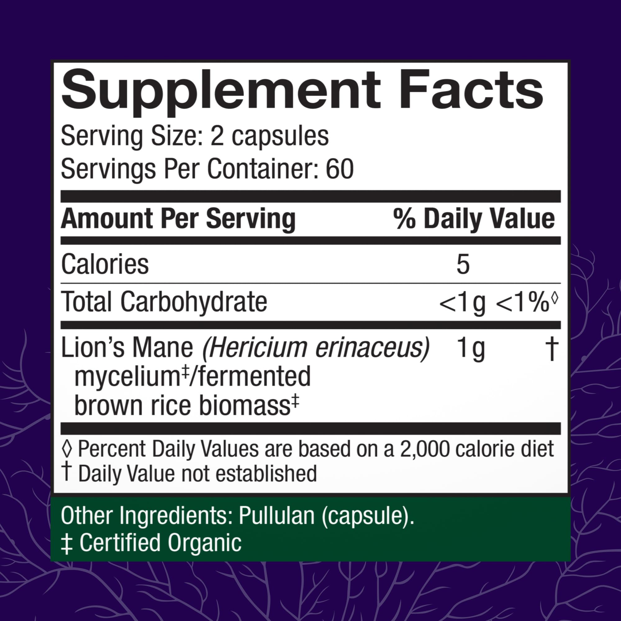 Two 120-count Host Defense Lion's Mane capsules shown together for daily brain support.