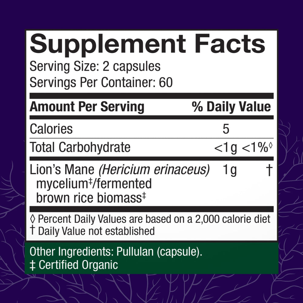 Two 120-count Host Defense Lion's Mane capsules shown together for daily brain support.