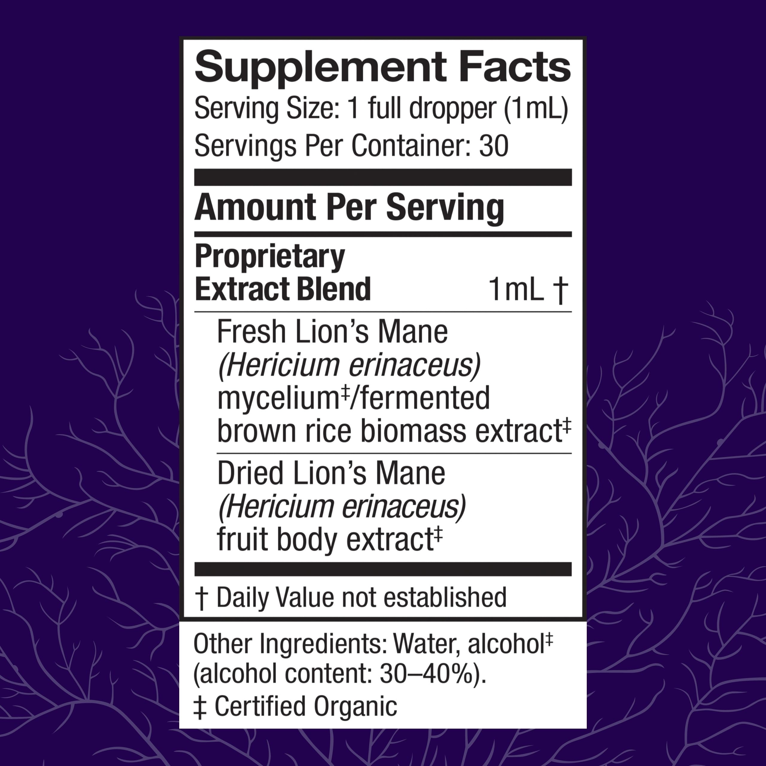 Host Defense Lion's Mane dropper pouring a daily focus dose.
