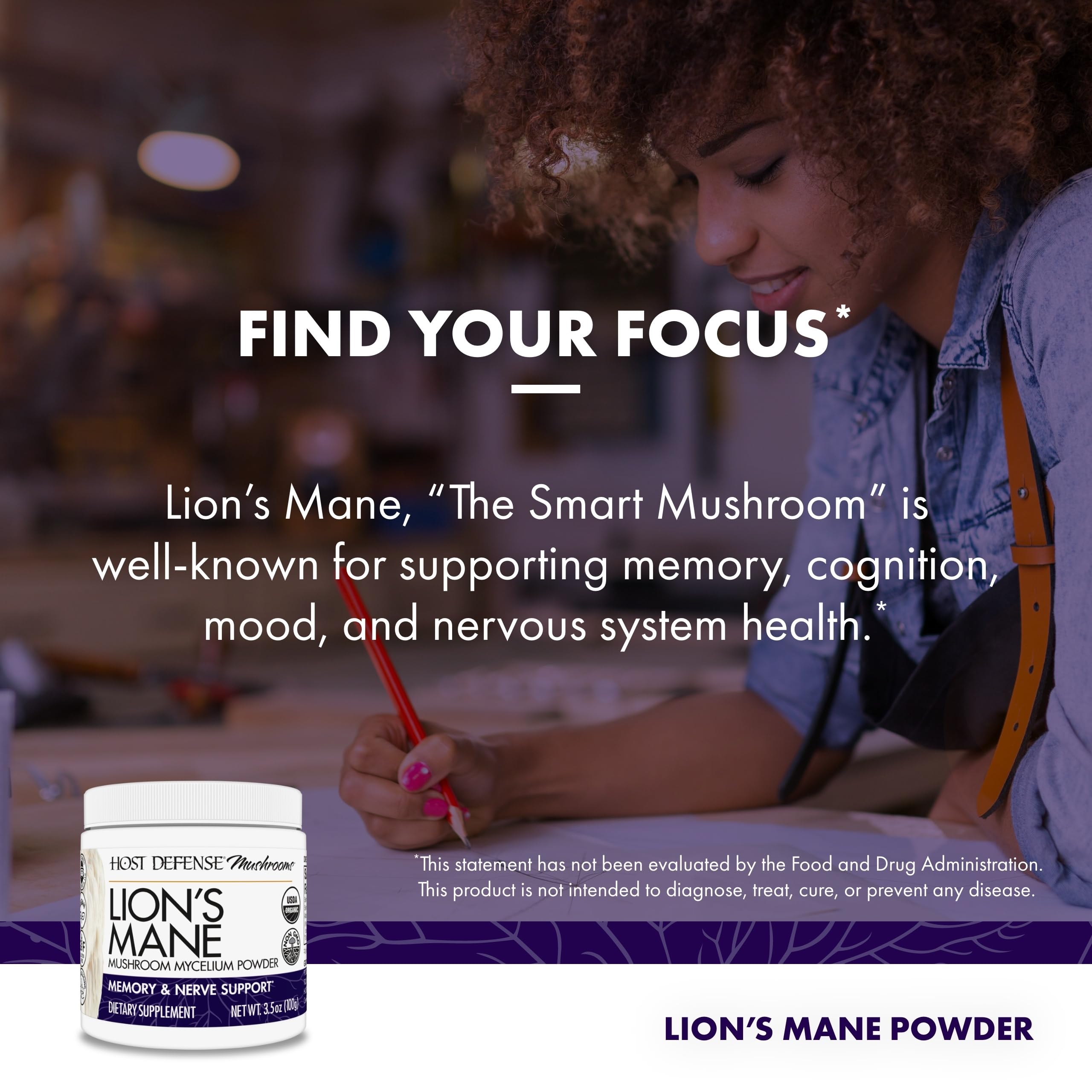 Texture of Lion's Mane powder on a spoon ready to blend