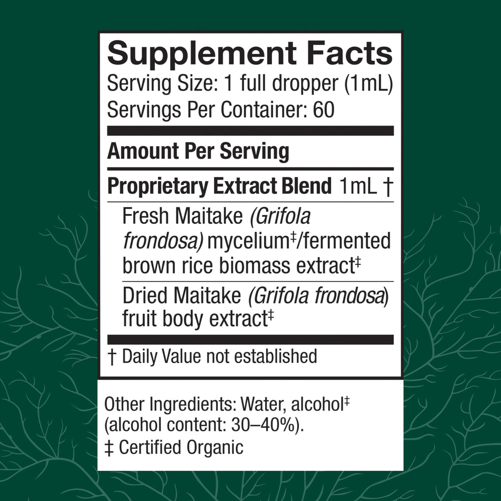 Host Defense Maitake Extract dropper ready for precise dosing and cellular health.