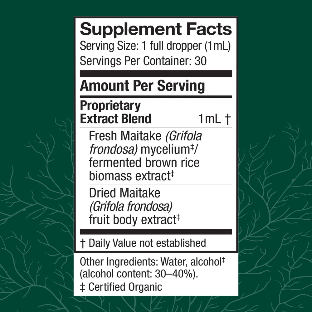 Host Defense Maitake Extract dropper ready for daily serving.