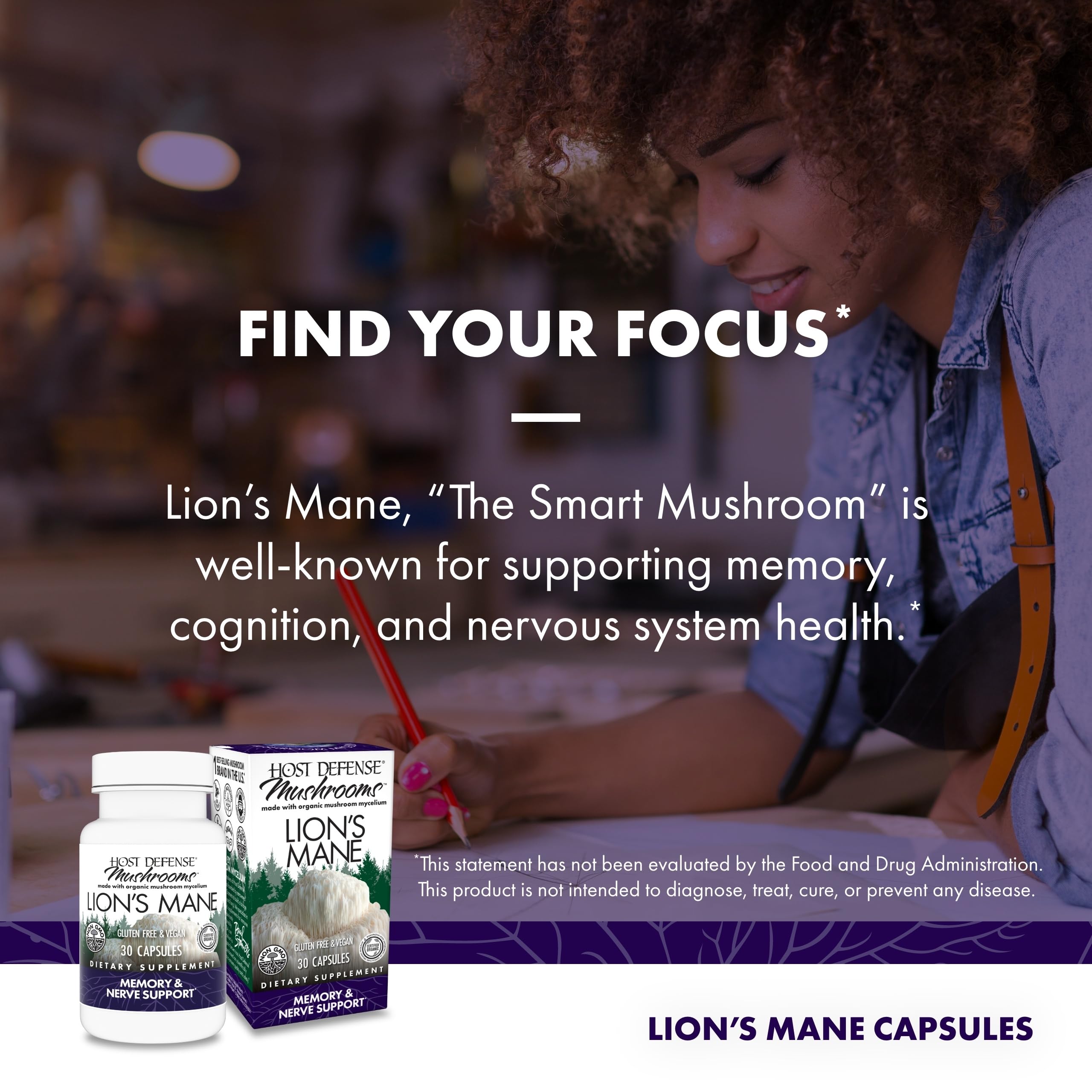 Host Defense Lions Mane substrate origin image conveys organic farming.