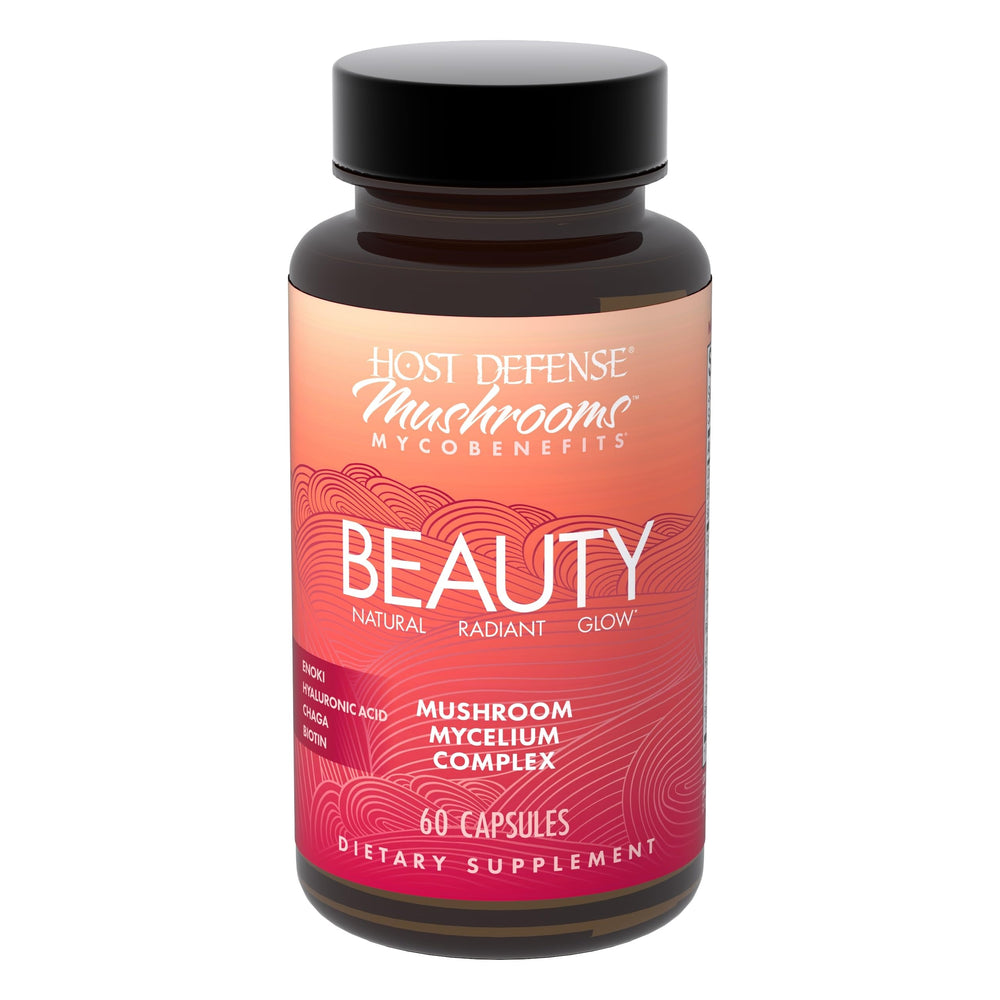 Host Defense MycoBenefits beauty capsules support hair, skin, and nails.