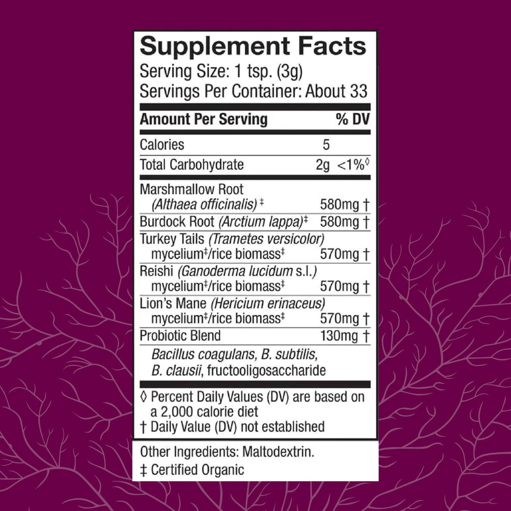 Host Defense MycoBotanicals Microbiome Powder scoop for convenient daily dosing.