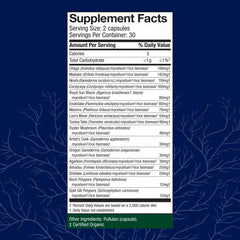 Close-up of Host Defense MyCommunity capsules, smooth vegan capsules for everyday wellness.