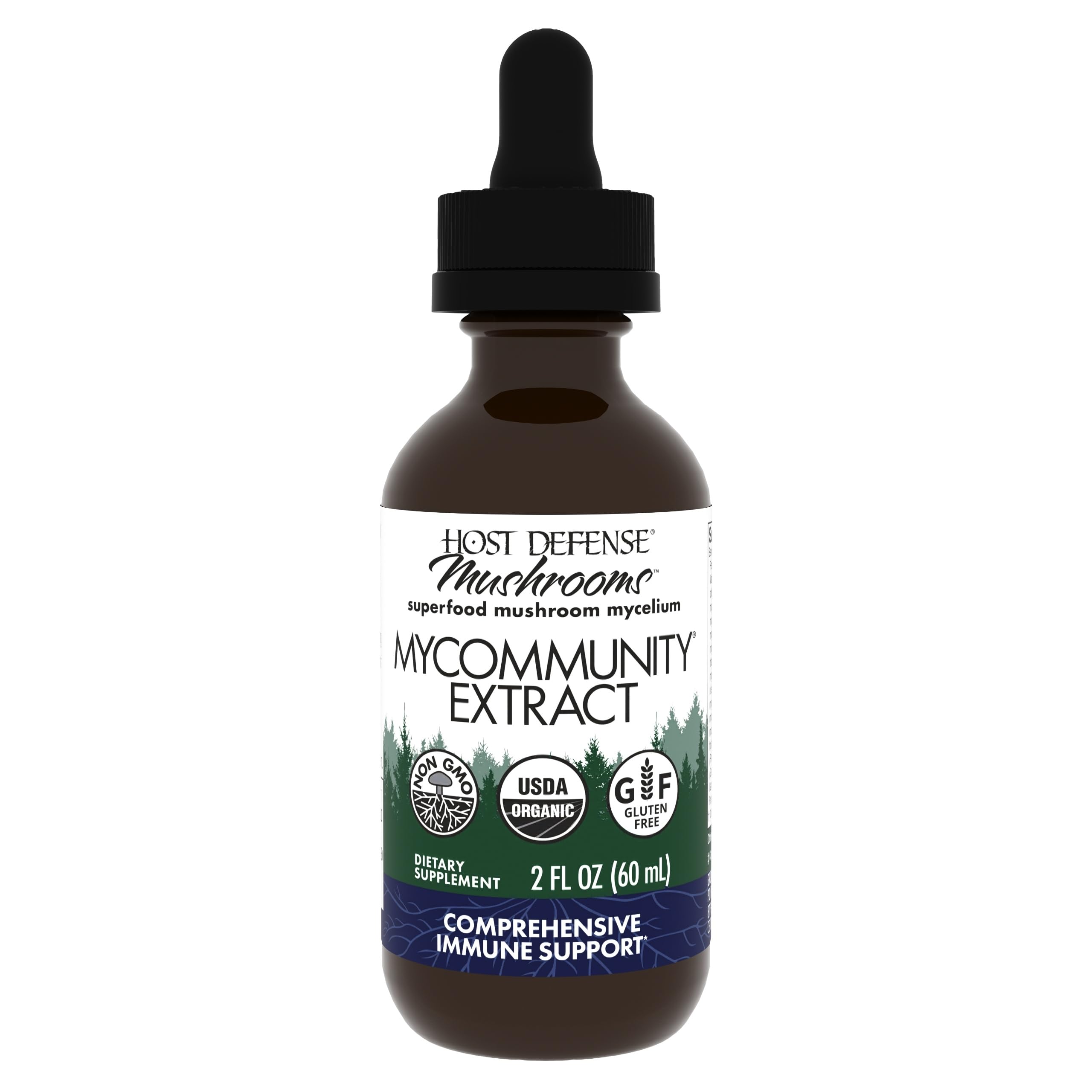Host Defense MyCommunity extract bottle supports daily immune balance.