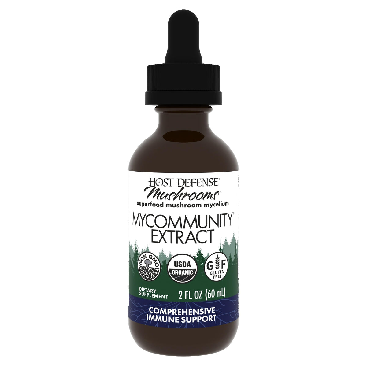 Host Defense MyCommunity extract bottle supports daily immune balance.