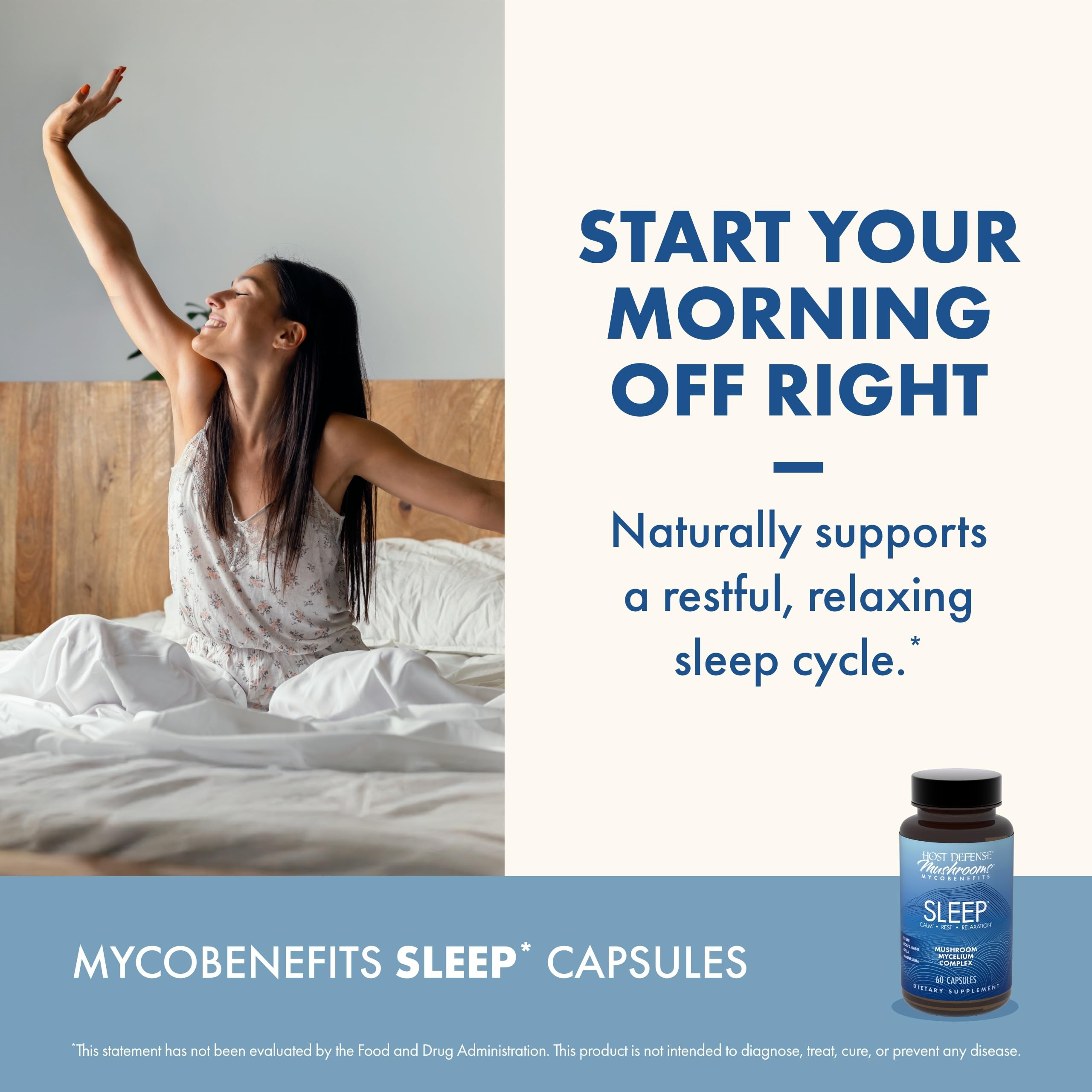 Host Defense MycoBenefits Sleep on nightstand for evening routine