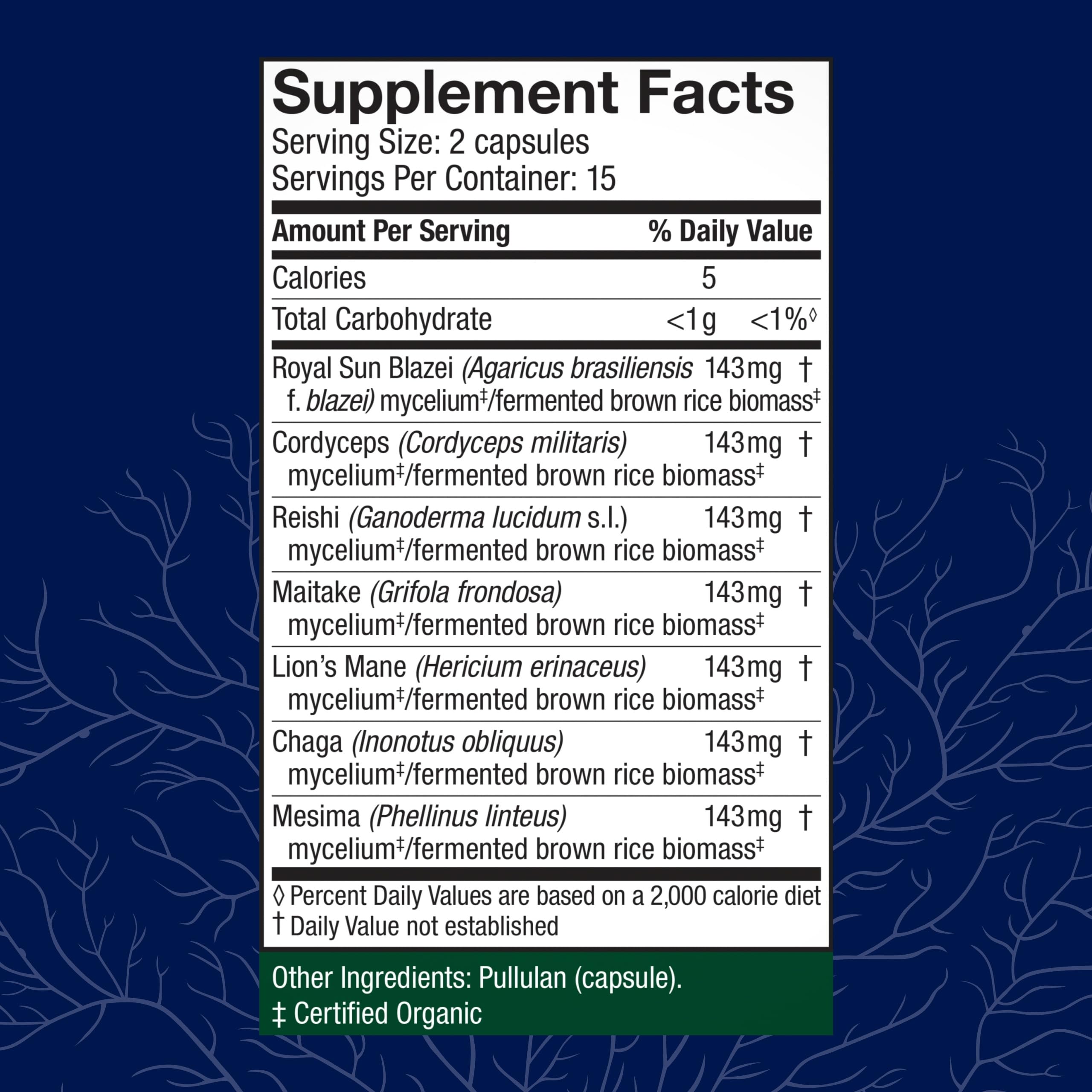Host Defense Stamets 7-7 capsules closeup for convenient daily dosing.