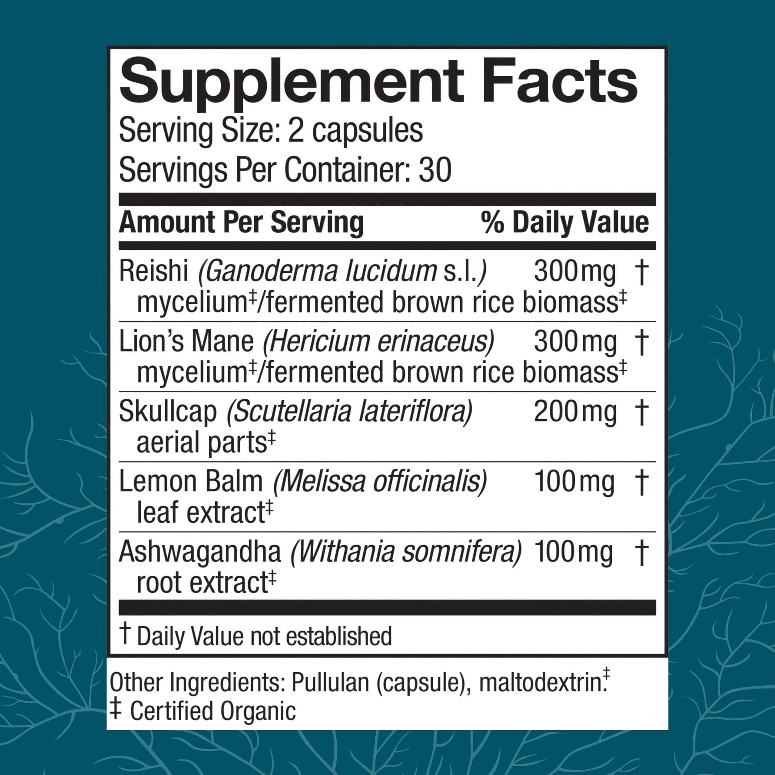 Host Defense Stress Decompress capsules close-up showing texture for easy daily use.