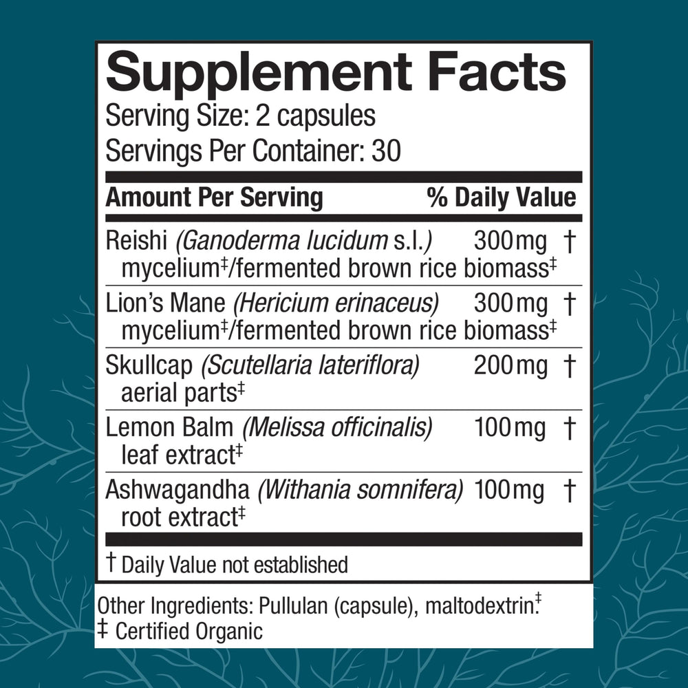 Host Defense Stress Decompress capsules close-up showing texture for easy daily use.