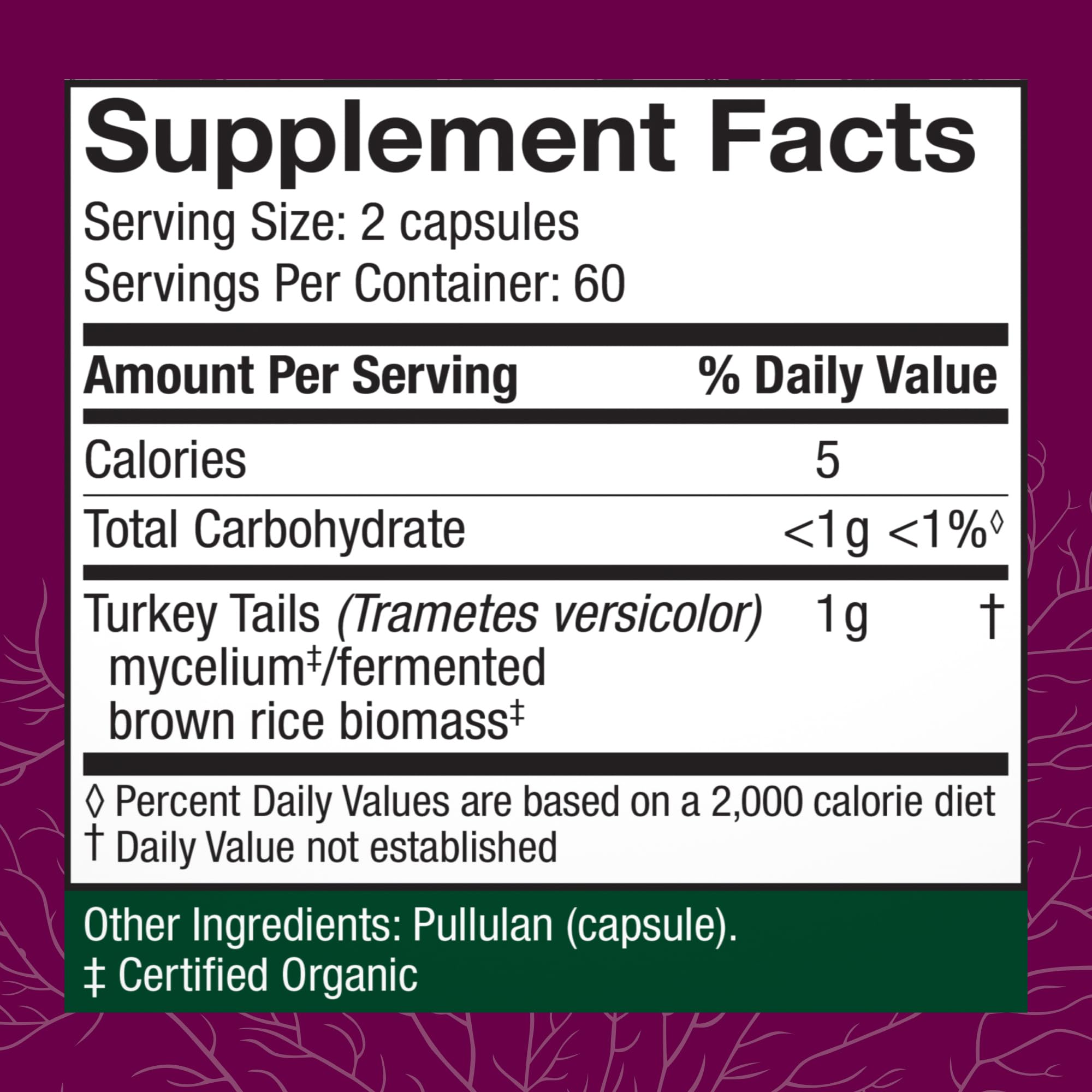Host Defense Turkey Tail capsules pack back view showing label details and quality