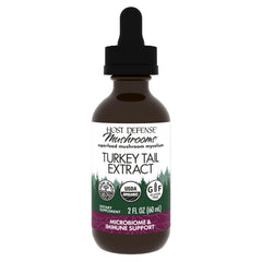 Host Defense Turkey Tail Extract bottle label indicating digestive health support.