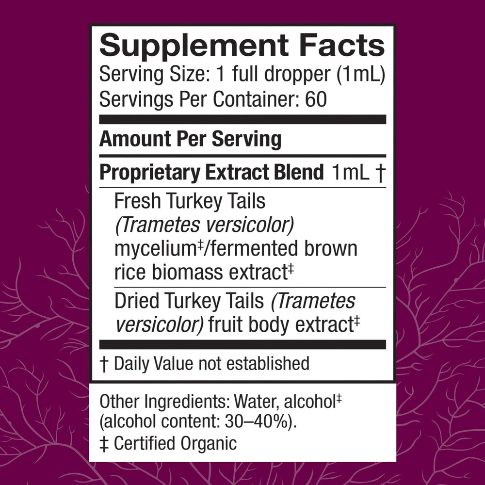 Host Defense Turkey Tail Extract dropper in use for dosing.