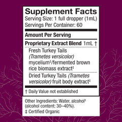 Host Defense Turkey Tail Extract dropper in use for dosing.