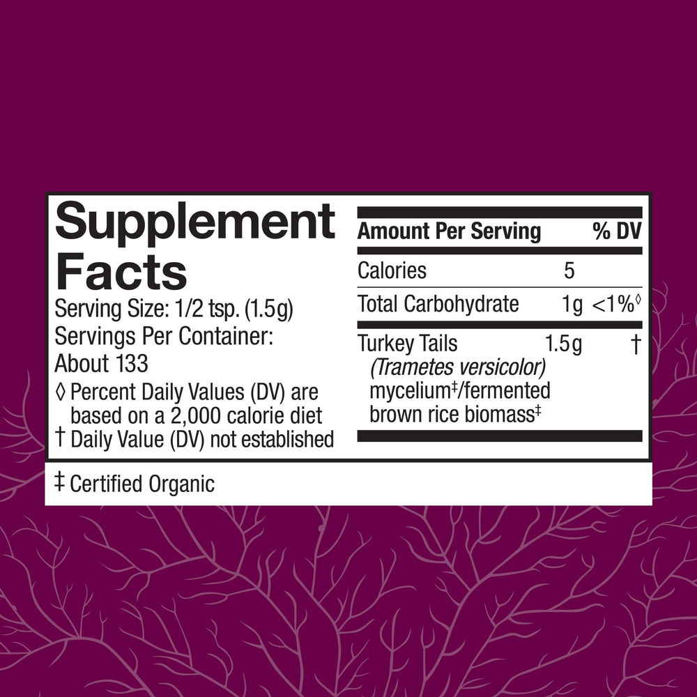 Host Defense turkey tail powder scoop enables easy daily measuring for routines.