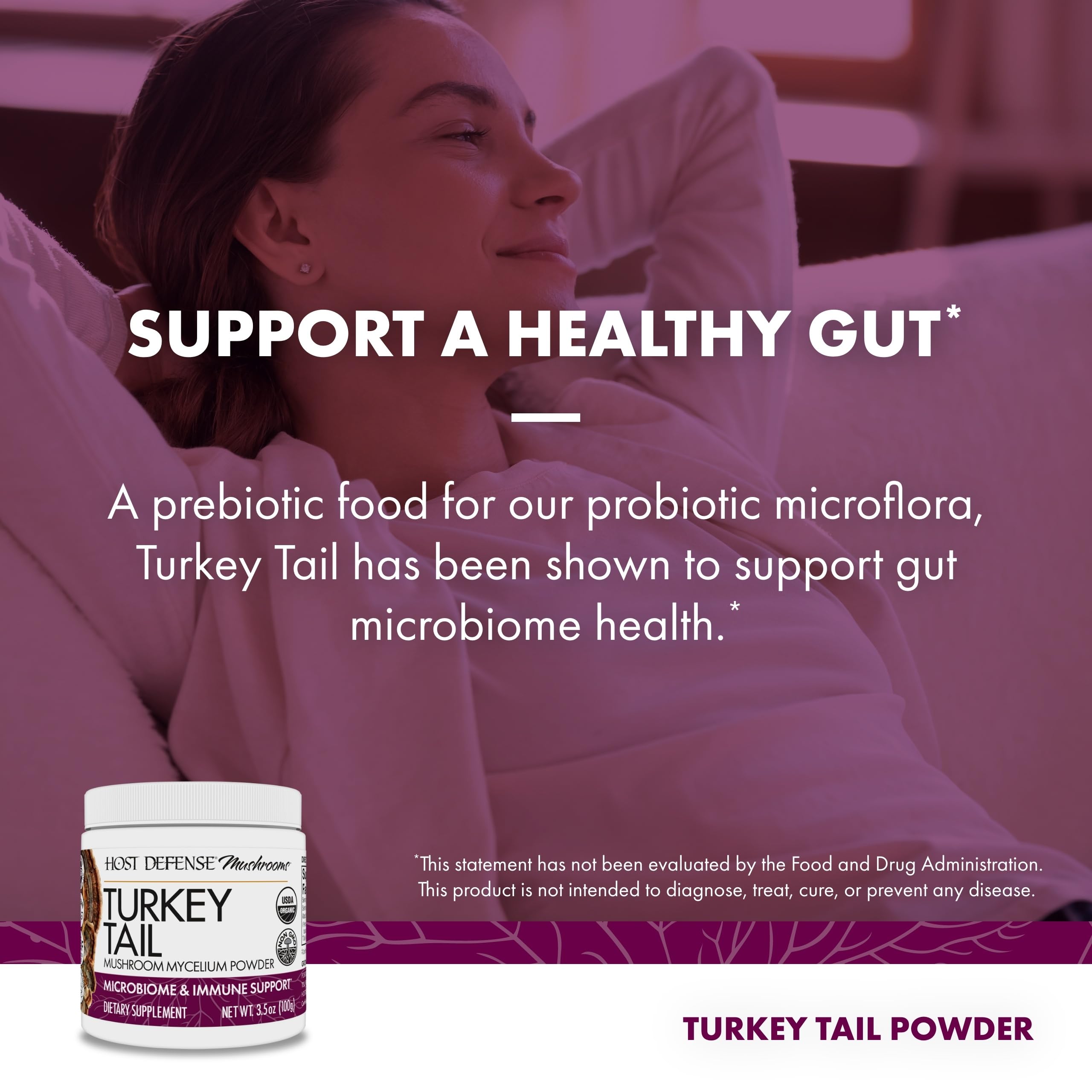 Host Defense Turkey Tail powder substrate uses organic brown rice.