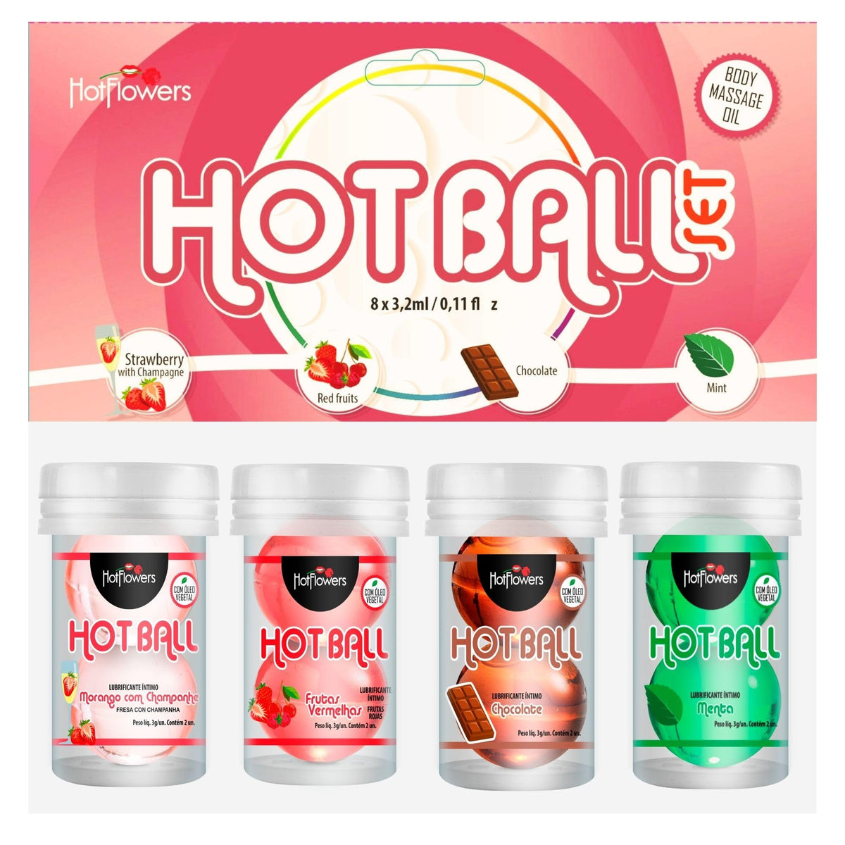Hot Flowers Strawberry Champagne massage oil ball for romance