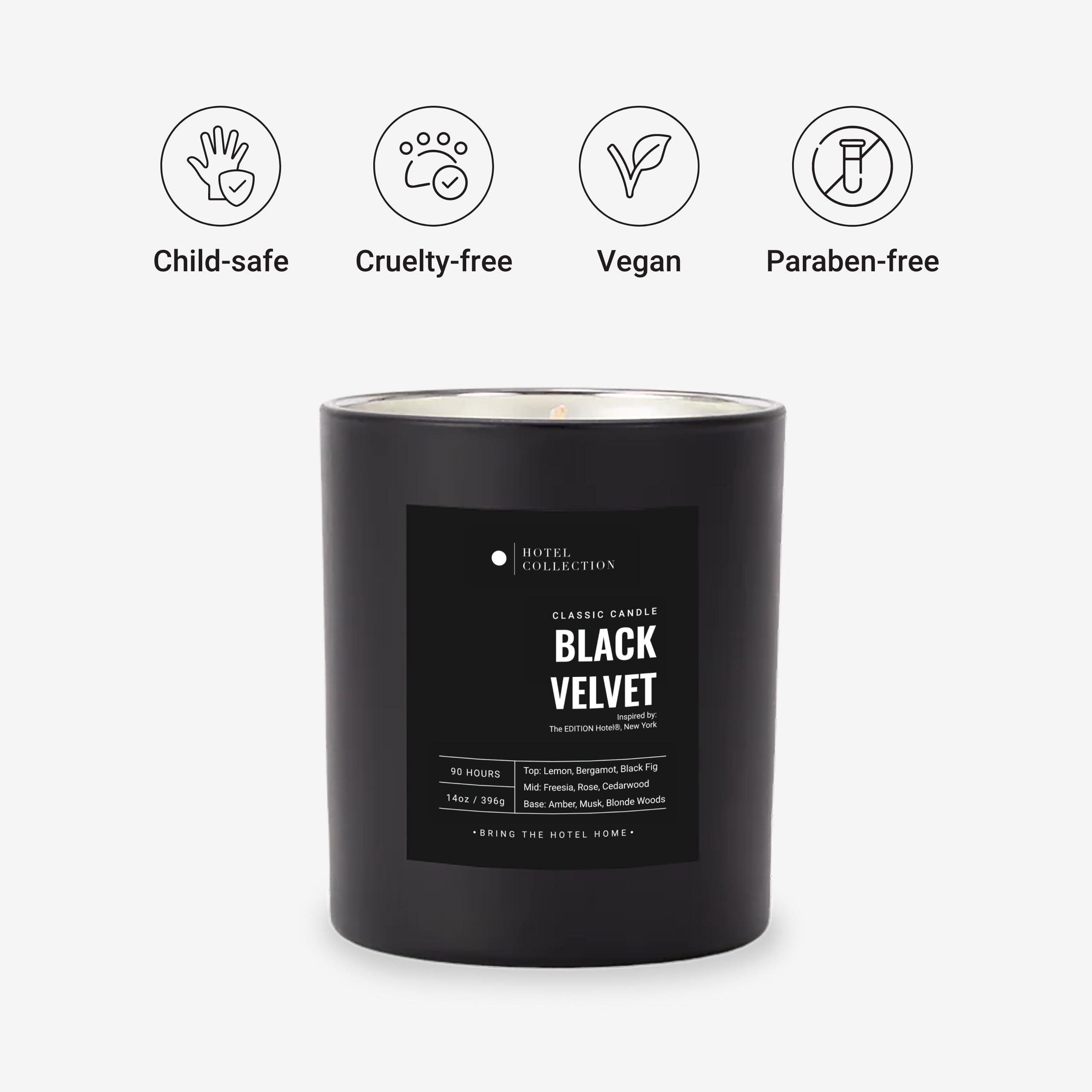 Hotel Collection 14oz candle closeup highlights generous size for rooms and longer burn.