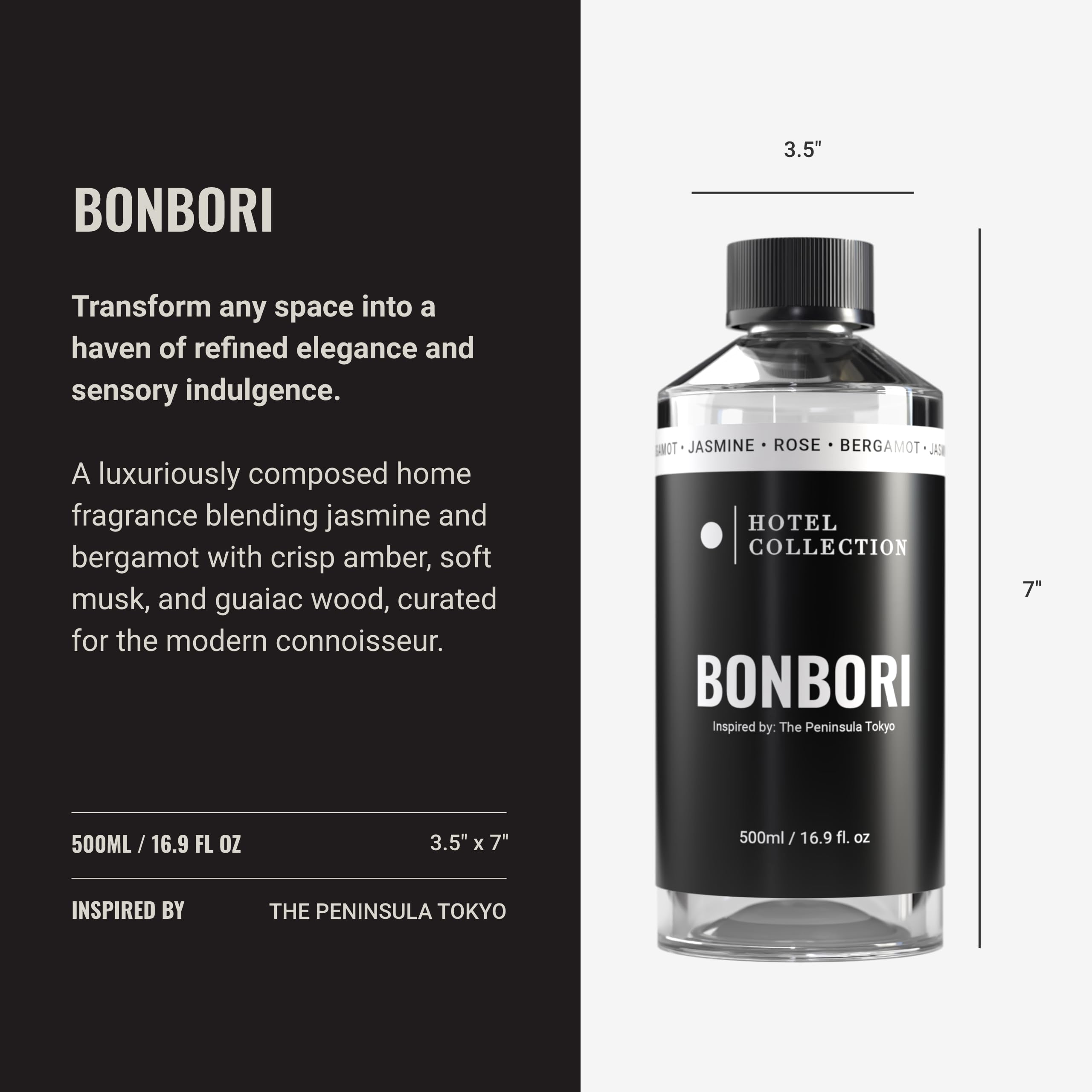 Hotel Collection Bonbori bottle on diffuser setup for hotel-like luxury at home