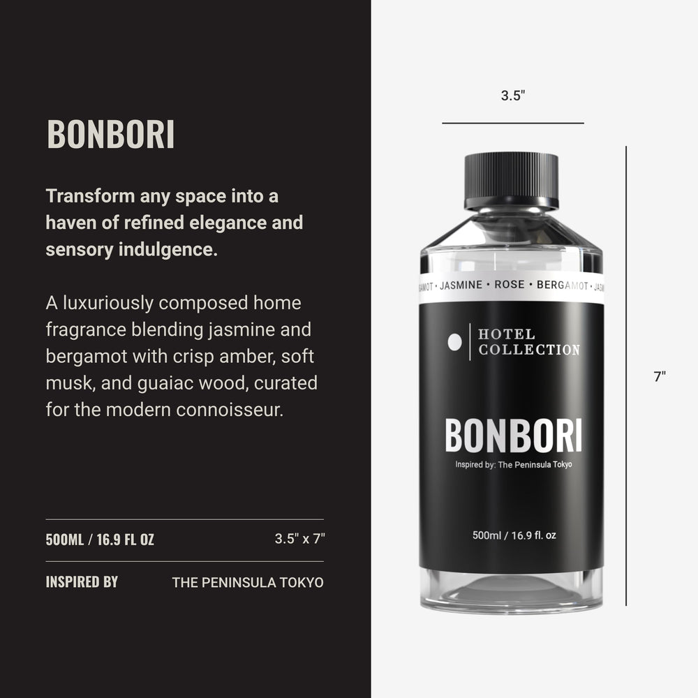 Hotel Collection Bonbori bottle on diffuser setup for hotel-like luxury at home