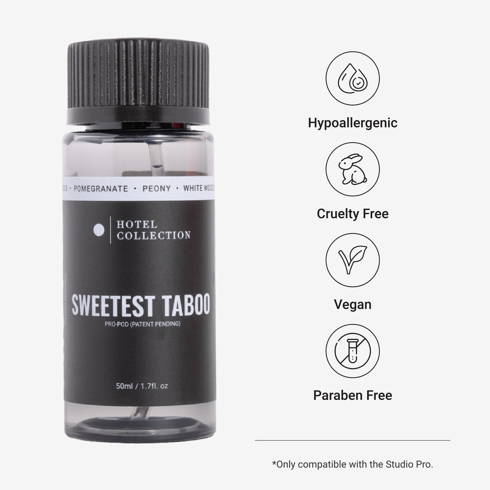 Pour scene showing Sweetest Taboo oil enhancing bedroom ambience.