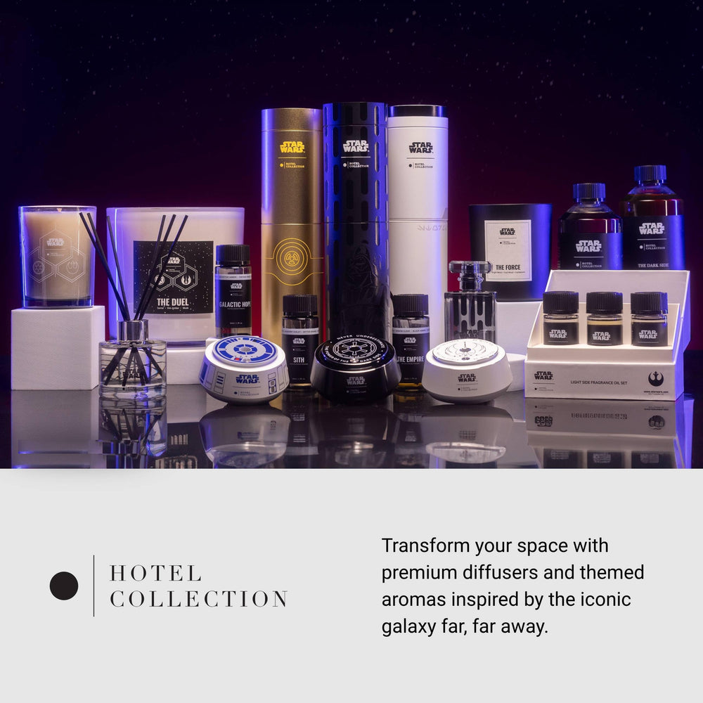 Hotel Collection Jedi Pro-Pod Oil premium packaging suits upscale interiors.