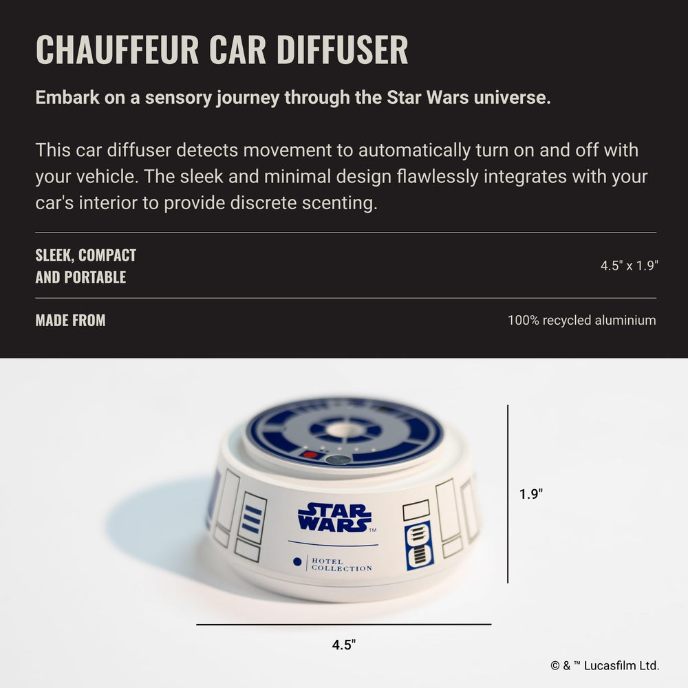 Hotel Collection R2-D2 car diffuser compact travel-friendly for on-the-go aroma