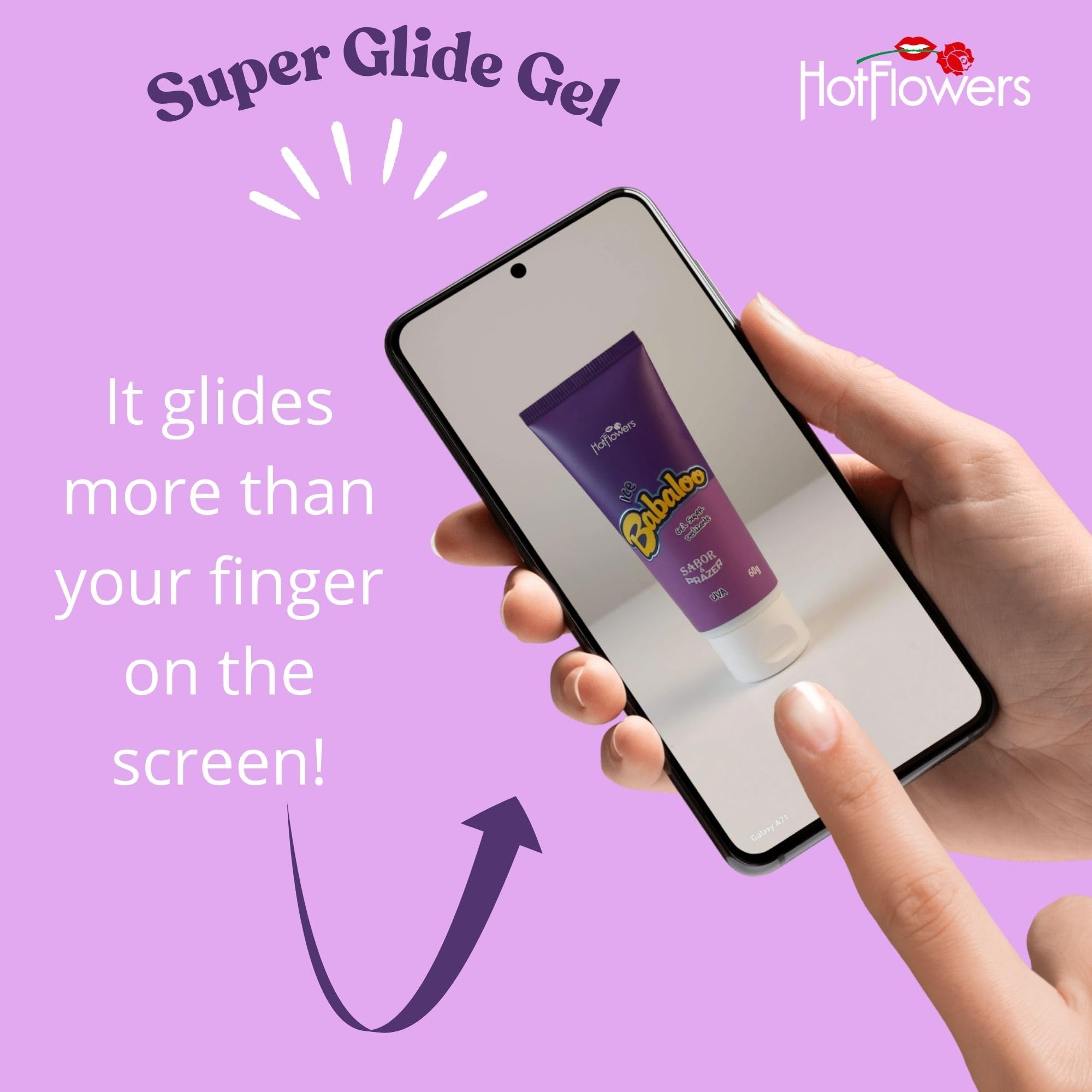 60g HOT FLOWERS Babaloo Glide Gel travel size in packaging.