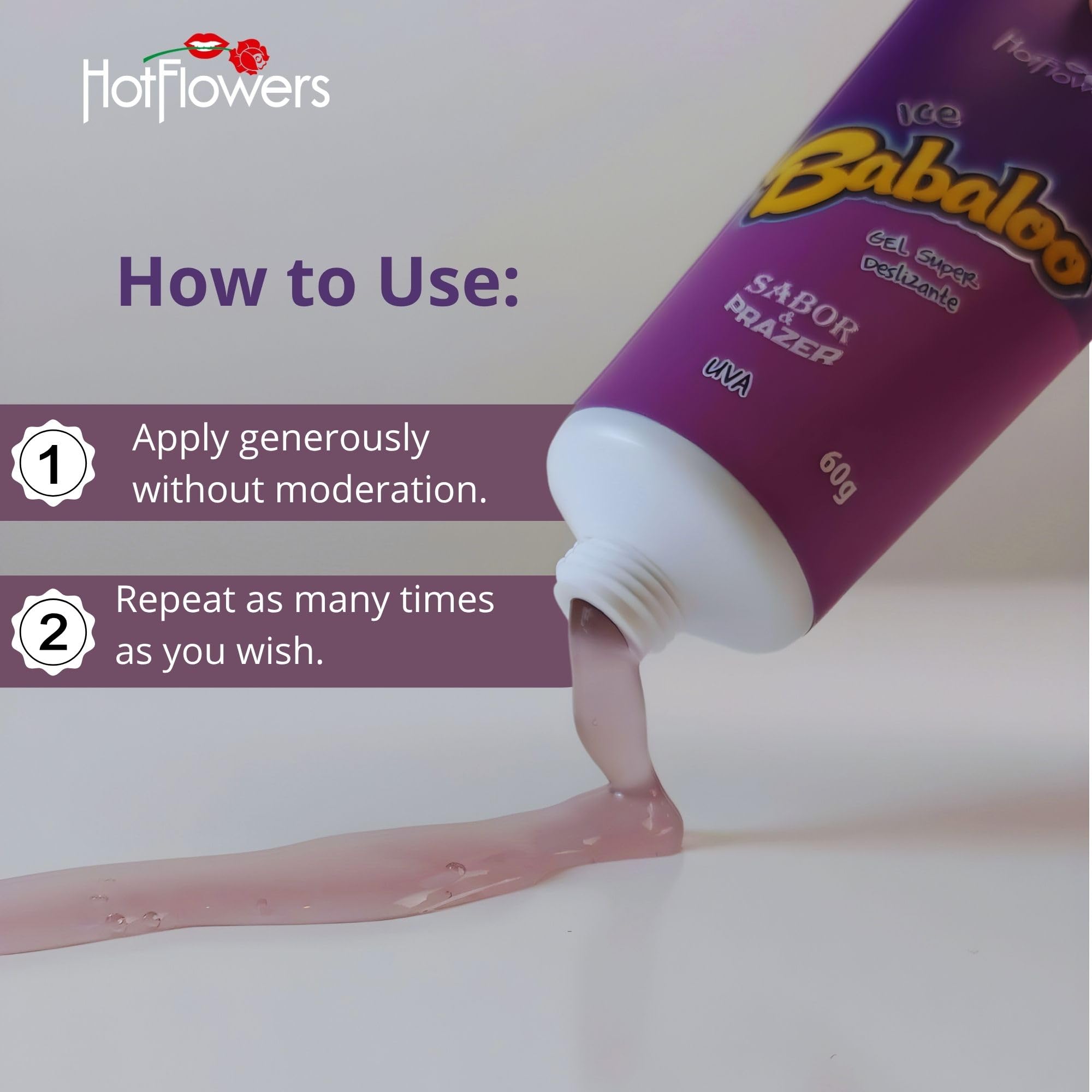 Skin-friendly HOT FLOWERS Babaloo Glide Gel with glycerin and propylene glycol.