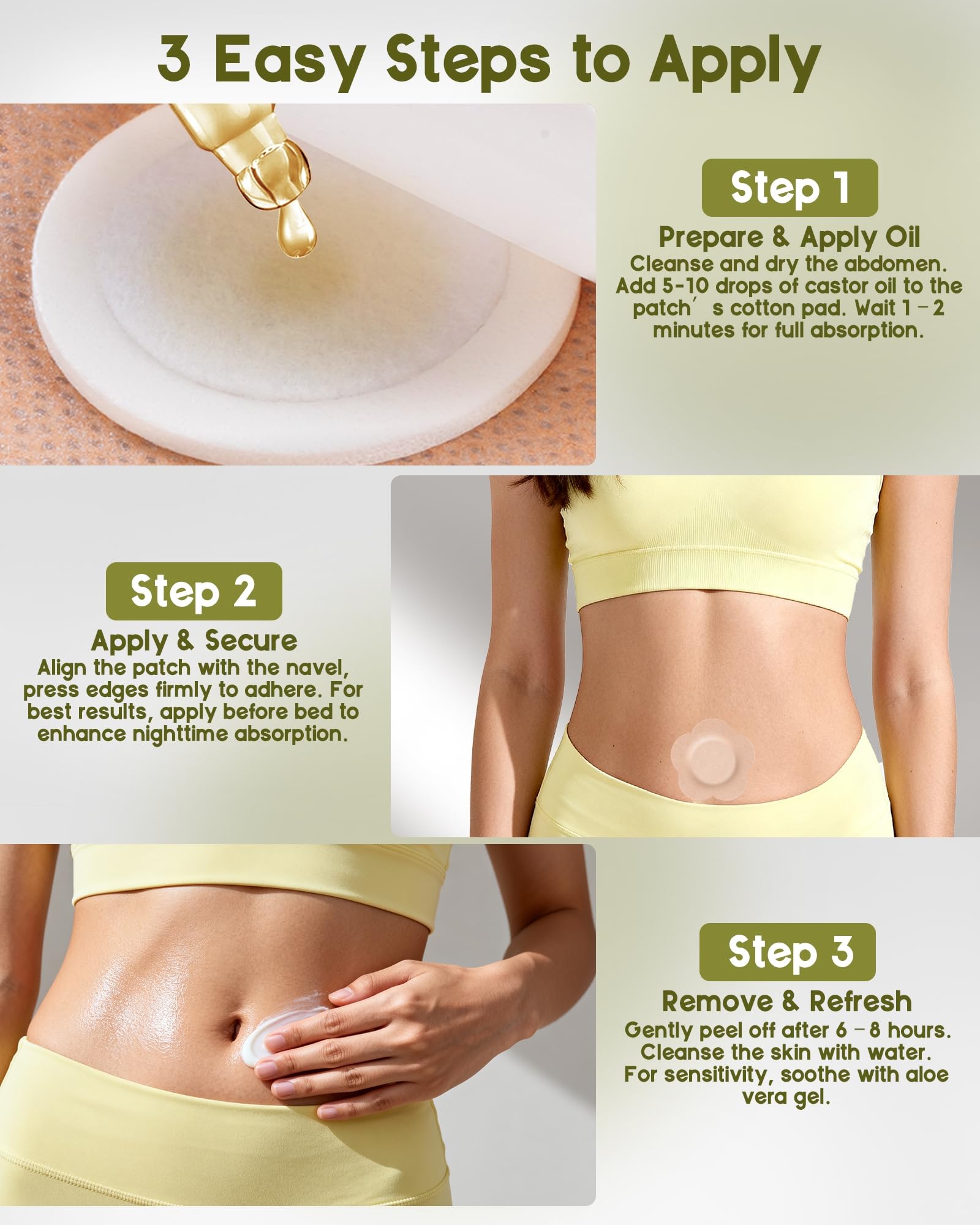 HOTRYEE castor oil patches size 7cm by 7cm for navel coverage