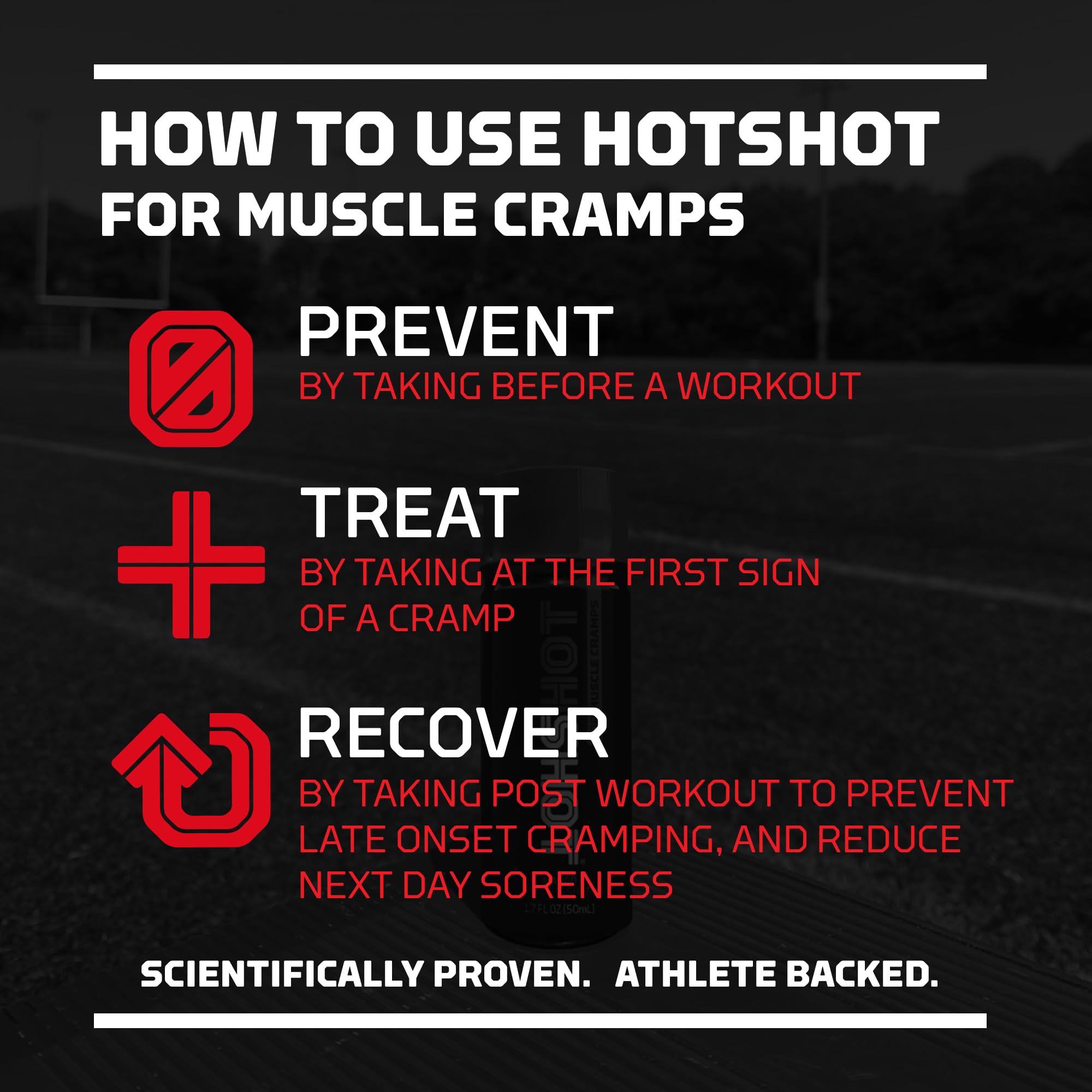 Close-up of HOTSHOT Spicy Mango nerve relief action calming cramps.
