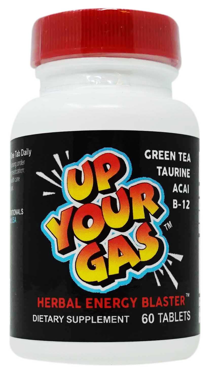 Hotstuff Up Your Gas Herbal Energy Blaster bottle front, ready for daily use.