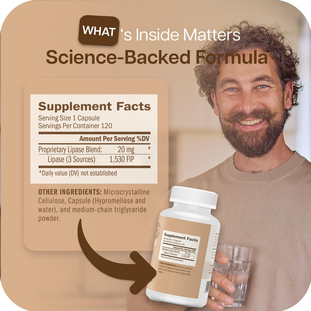 Houston Enzymes Lypazyme label close-up highlights three-enzyme blend.