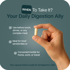 TriEnza label detail emphasizing acid-stable enzymes for stomach digestion