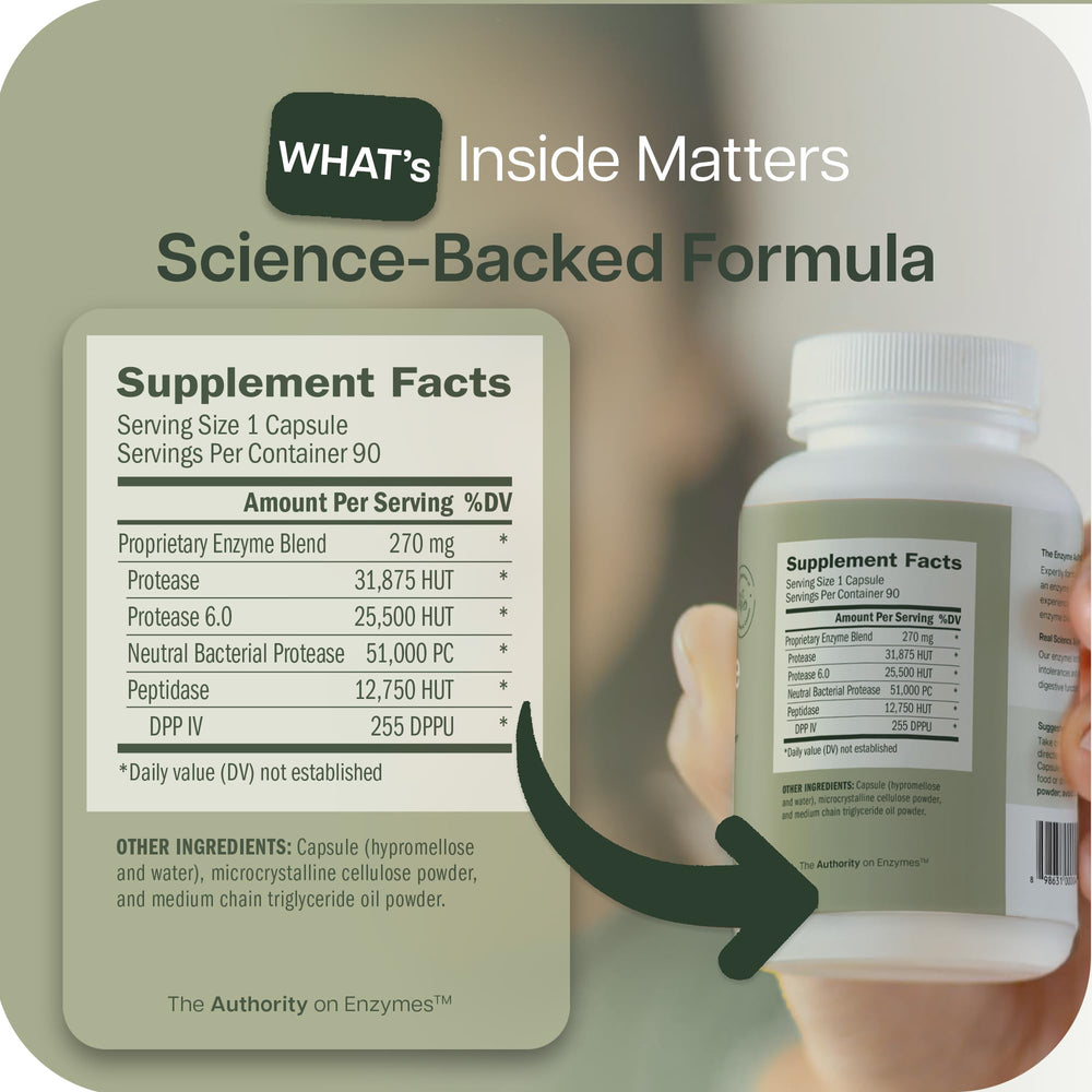 Houston Enzymes AFP Peptizyde capsules in hand for simple daily use.