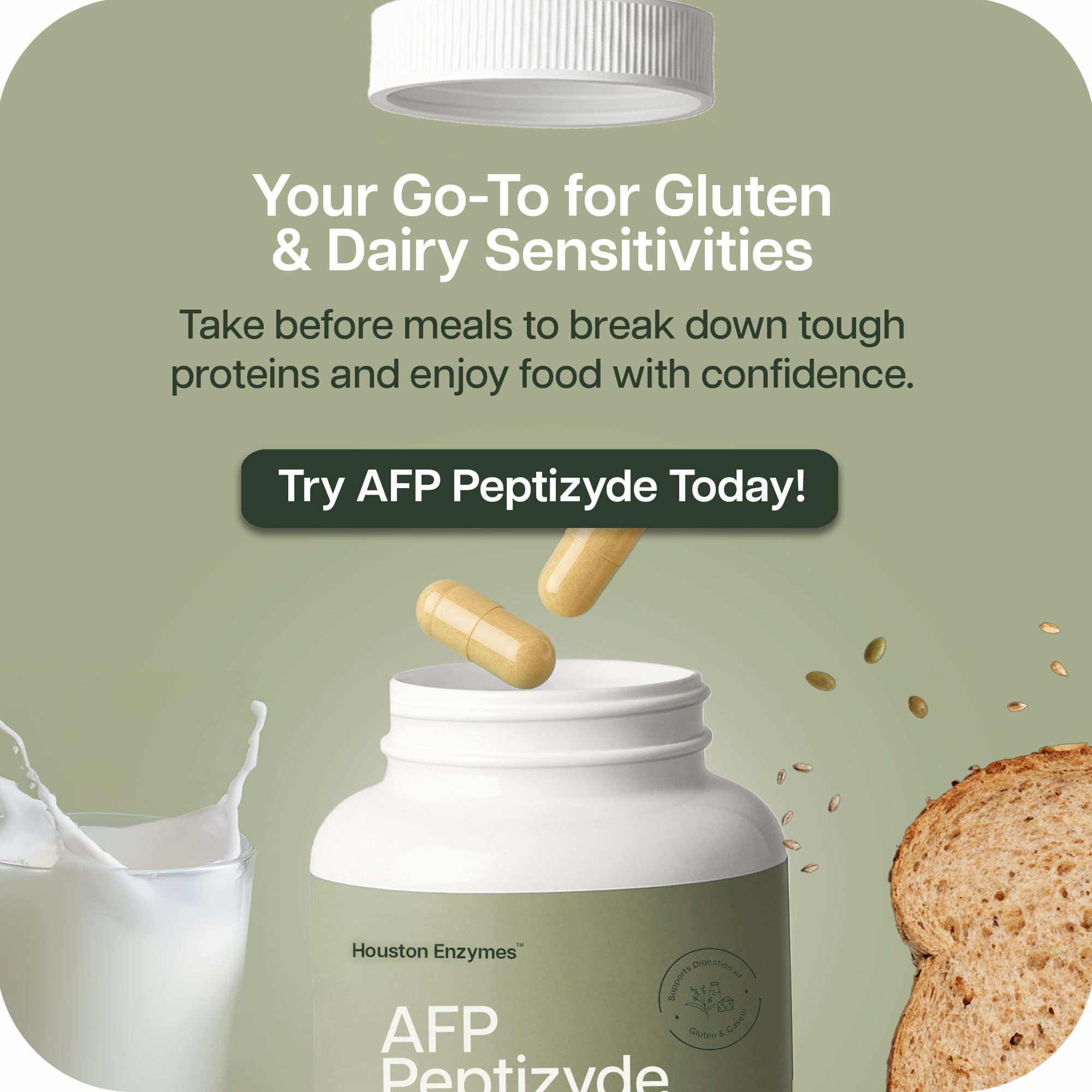 Houston Enzymes AFP Peptizyde wheat-protein focus image for gluten protein digestion.