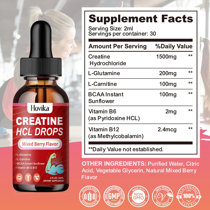 Hovika vegan-friendly, gluten-free, soy-free liquid drops packaging.