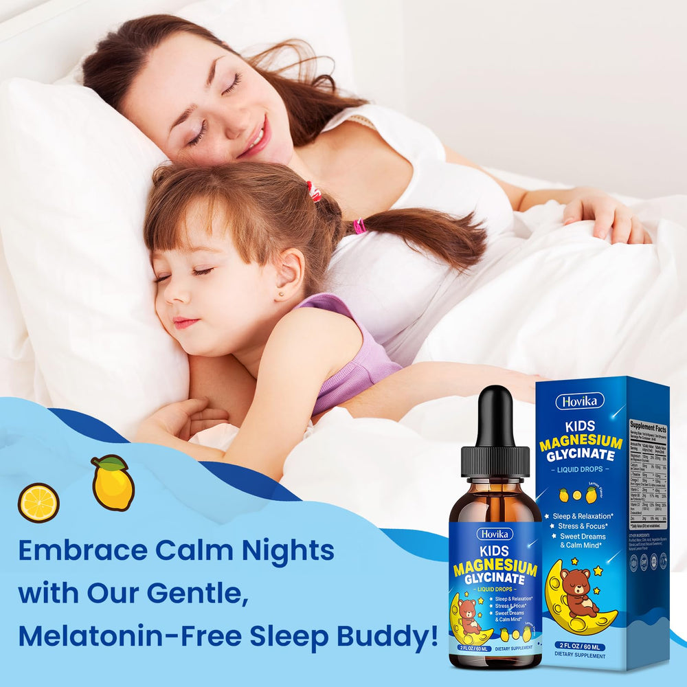 Hovika Kids Magnesium Drops 2-pack display emphasizing family value.