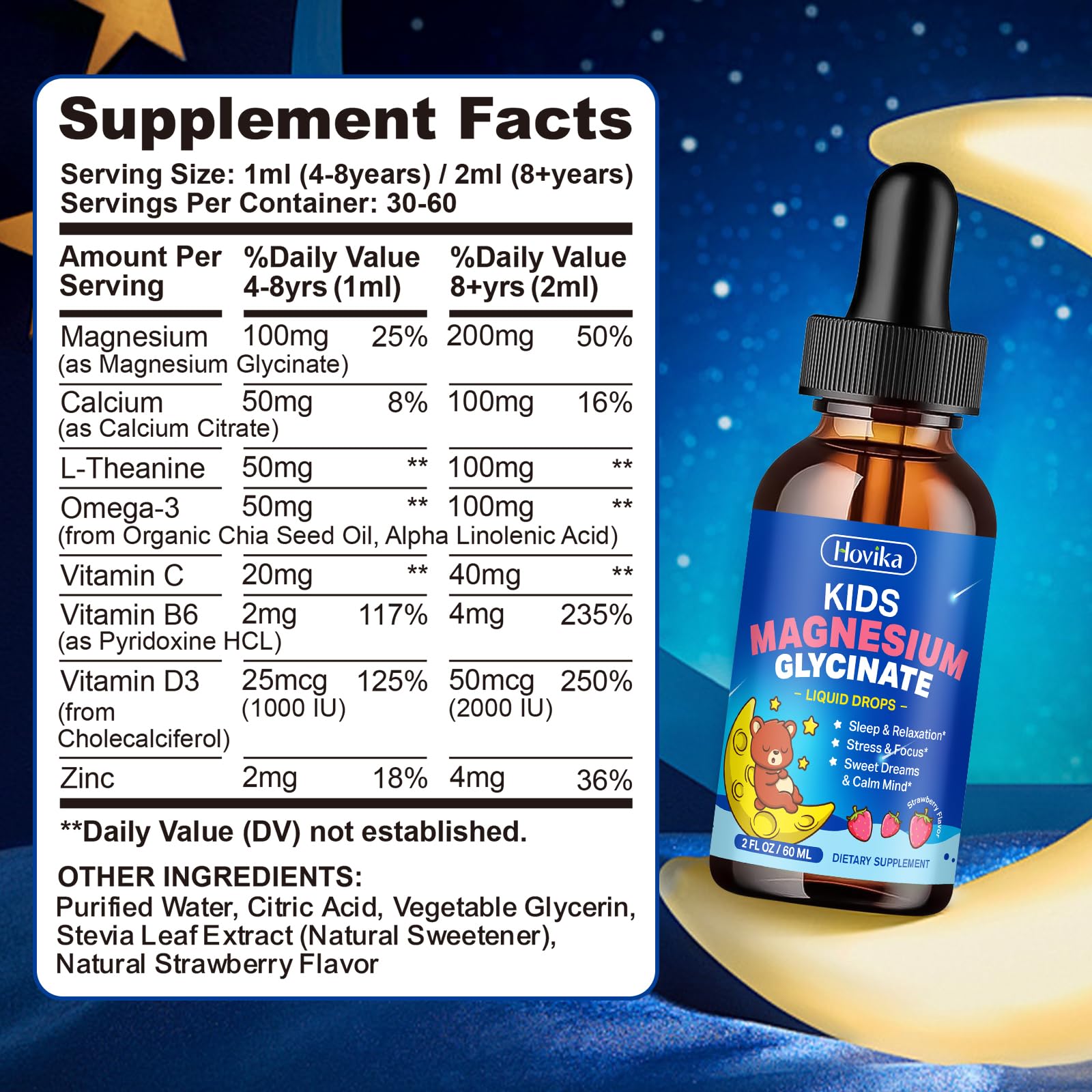Pouring Hovika drops to begin a bedtime routine for calm.