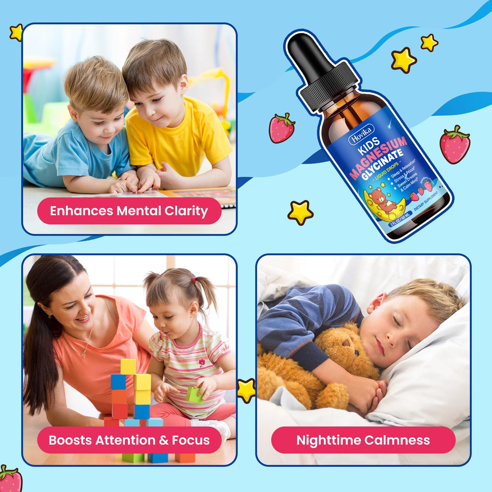 Strawberry-flavored Hovika drops help kids enjoy calm focus.
